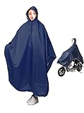 [caffmo] 男女兼用自転車バイク 長いポンチョ レインコート サイクルレインコート レインポンチョ 厚手生地 防水 通勤 通学 大きい二重ツバ 収納袋付き フリーサイズ4XL（145 * 120 * 140 * 15cm）…