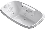 KOHLER K-1457-RM-0 Portrait Drop-In Whirlpool with Heater, Grip Rail Drillings, Right-Hand Pump, and