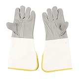 P Prettyia 革製＆キャンバス製　 革手袋　作業用手袋　グローブ　保護手袋　爪付き　革製手袋　高品質　約39ｍｍ