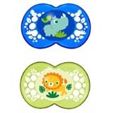 MAM(マム）Bright Collection 6ヶ月～　おしゃぶり　2個セットサイ君とライオン君　BPAフリー [並行輸入品]