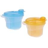 Dovewill 2個　ベビー　3セクション　ミルクボックス　収納ケース　弁当箱　離乳食保存　安全　3色選べる - イエローとブルー