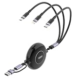 100W USB C への多充電ケーブル、タイプ C 100W+IP 27W+Micro USB 10W の iPhone 15 の引き込み式充満ケーブル、iPhone 15 14 13 12/Samsung S23 S22/Pad/MacBook/Tablet 4FT のための引き込み式電話充電器