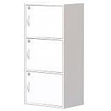 鍵付き 本棚 3段 幅40 鍵付き収納棚 扉付きキューブボックス 白 ホワイト B07DG2ZP7G