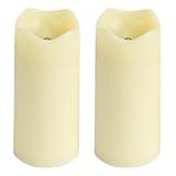 Melrose 42805 - 1.4" x 3" Ivory Mini Pillar Wavy Edge LED Wax Candle Light with Timer (2 pack) [並行輸入