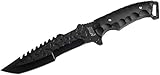 MTech USA Xtreme MX-8062BK Fixed Blade Tactical Knife, Black Tanto Blade, Black Nylon Fiber Handle, 