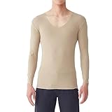 [グンゼ] ロングスリーブ 【アウターにひびきにくい】 YG NEXTRA〈CUT OFF〉 長袖 Vネック 天然発熱 日本製 部屋干し対応 抗菌 USAコットン メンズ クリアベージュ M