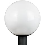 Sunlite 47228 12' Decorative Outdoor Globe Polycarbonate Post Fixture, Black Finish, White Lens, 3' 