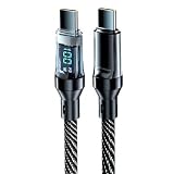 USB Type-C ケーブル 2本セット (1m+2m) LEDディスプレイ表示 100W 急速充電