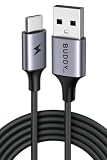 BUDDY シリコン ケーブル タイプC タイプA 3A急速充電 絡まない ケーブル Type-C to A QC対応 usbA&usbAケーブル金属製コネクタType-C 最大480Mbps iPhone16 15 /MacBook Air/iPad/Samsung Android スマホ等に対応 (60WType-C to A, ブラック, 1.2m)