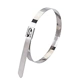 ロックケーブルタイ，SODIAL(R) 100ｘ11.8インチステンレススチールエキゾーストラップコーティングされたロックケーブルジップタイ