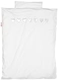 Taftan Hearts Silver Duvet Cover Set 100 x 135cm for Cot (White) by Taftan