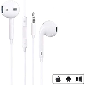 iPhone イヤホン ヘッドホン ステレオイヤホン イヤフォン マイク/リモコン付き アイフォン 高音質 通話可能 多機種対応 軽量 新品 iPhone/Android/PC/ipod対応 (白) 3.5mm ジャック