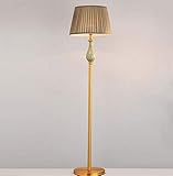 LED銅フロアランプヨーロッパスタイルの布ランプシェードセラミックス立って光、リビングルームベッドルームStudyroomフロアUplighterを読む