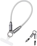 [GRAMAS] ケーブルストラップ カラバリ豊富 ハンドタイプ 充電ケーブル 急速充電対応 紛失防止 取り付け簡単 スマホストラップ スマホホルダー (type-c/type-c, ライトグレー）