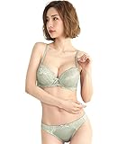 Laulea Akoakoa ペール グリーン B85 レディース ブラジャー ブラ ショーツ 上下 セット 下着 ランジェリー レース 女性