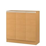 岩附(IWATSUKI) 扉付き収納棚 ミディアムブラウン 幅80cm 奥行31.4 高さ90 オーダー 幅木よけカット加工無し MIO-9080RMB