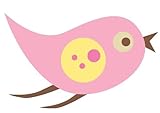 Wallmonkeys WM97814 Cute Little Cartoon Bird-pink and Yellow Peel and Stick Wall Decals (36 in W x 2
