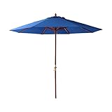 天然木　木製パラソル 270cm【マーチ-MARCH-】（パラソル　撥水 天然木）ネイビー