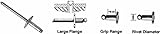 CRL 3 / 16 "直径5 / 8 " to 3 / 4 "グリップ範囲LargeフランジアルミMandrelとリベットで2500のパック