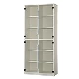 小島工芸 日本製 組立不要 健康仕様のFフォースター 耐荷重に優れた中がしっかりつまった丈夫な棚板 高さ180.3cm ガラス扉シェルフ C1B-80H ホワイト [幅80.3cm 奥行40cm] 6110024