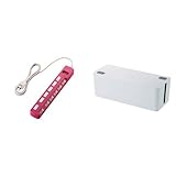 ELECOM 電源タップ color style 雷ガード 省エネ 個別スイッチ 6個口 2m ピンク T-PN04-2620PN + ELECOM ケーブル収納ボックス 6個口電源タップ収納 ホワイ