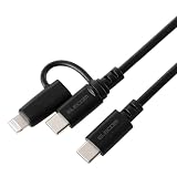 エレコム 2in1 充電ケーブル [ Lightning+Type-C ] 1m 60W PD対応 やわらかケーブル Type-C接続 Apple認証品 【MFi認証取得品】 【 iPhone/Android など対応 】 ブラック MPA-CCLECAD10BK