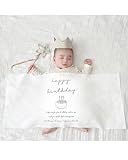 LIKENNY ハーフバースデー タペストリー happy birthday 壁掛け タペストリー 飾り付け 誕生日 記念日用 ハンドメイド フック貼り付けツール付き（縦版Welcome Baby）