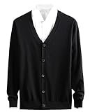 [OKJCON] カーディガン メンズ セーター vネック 無地 ニット 綿 春 おしゃれ カジュアル ビジネス 大きいサイズ (ブラック, M)