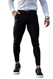 (ジンット）GINGTTOチノパン メンズ ストレッチ スキニーパンツ チェックパンツ スリム (28, ブラック0)