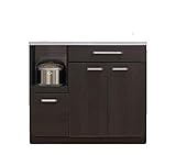 キッチンカウンター 完成品 幅105cm 木製 モダン 隠しキャスター付き ブラウン ホワイト 白 国産品 日本製 (ブラウン)