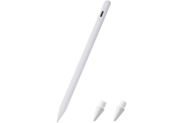 エレコム タッチペン 【iPad 7/8/9/10、 11インチ(A16)、Pro 11/12.9/13インチ、 Air11・13インチ(M3, M2)、 mini A17 Pro対応】 iPad専用ペンシル 急速充電 パームリジェクション 傾き検知 20分でフル充電 磁気吸着 USB-C充電 ホワイト P-TPACSTAP09WWH