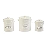 Mud Pie 4931007 Canisterセット、ホワイト