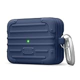 【elago】 AirPods Pro 対応 ケース カラビナ 付き 耐衝撃 シリコン カバー 衝撃 吸収 スリム ソフト ケースカバー 傷防止 落下防止 保護 アクセサリー [ Apple AirPodsPro MWP22J/A エアーポッズPro エアーポッズプロ 対応 ] SUIT CASE ジーンインディゴ