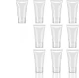 【10本セット】15ml/30ml/50ml 透明リフィル可能なプラスチック製スクイーズ式化粧品チューブ フリップキャップ付き 洗顔料・ボディローション・シャンプー用 (30ml)