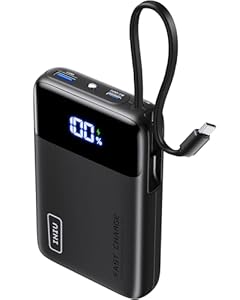INIU P51L モバイルバッテリー 45W急速充電 20000mAh 内蔵USB-C/USB-Aケーブル 小型軽量 3台同時充電