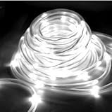 夜になると自動点灯　LED100個搭載で 長さ8m　ソーラーLEDチューブ ホワイト