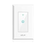 aiclivスマートWiFi Googleホーム壁ライトスイッチの必要なし、ハブ、Alexaと互換性、Appリモートコントロールライトの任意の場所を世界、ETL Listed [中性線必要な] ホワイ