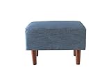シンプルなファブリック オットマン 単品 幅60cm 木脚付き アームレス デニム　スツール