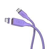 CIO マグネットシリコンケーブル 100W対応 USB Type-C 磁石で脱着 防水規格 IPX5対応 iphone15/16/17 タイプC ケーブル (ストレート,パープル, 2m)