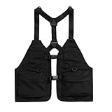 DeeRace フライフィッシングベストパック マルチポケットベスト 渓流釣り 旅行 登山用, 黒