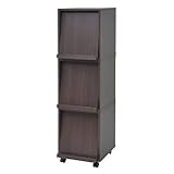 JKプラン Carmine スタッキングフラップシリーズ ディスプレイラック1P×3個組(キャスター付き） 幅37cm ダークブラウン fr-051ca-3-db