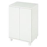 ぼん家具 下駄箱 シューズボックス キャスター付 靴箱 ラック 5段階 可動棚 木製 ホワイト