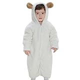 ZOEREA(ゾエレア) 幼児ジャンプスーツ 着ぐるみ しっぽ付き カシミヤ カバーオール ホワイト・ピンク・ブラウン かわいい 出産祝い ギフト ユニセックス　 (80, ホワイト)