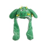 Yirdapall 辰 被り物 龍 かぶりもの 竜 キャップ 着ぐるみ 耳が動く 光る アニマルハット 龍の帽子 2024年 干支 辰年 動物 アニマル帽子 可愛い 暖かい 着ぐるみ 仮装 クリスマス コスプレ 小物 (グリーン)