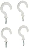 OOK 50352 7/8-Inch 20-Pound White Vinyl-Coated Steel Cup Hooks, 4-Pack by OOK