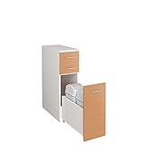 ダストボックス付き隙間ラック　　ナチュラル　Ｃ／上棚なし・２分別