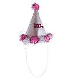 Lovoski 誕生日ハット　子供　お誕生日おめでとう　調整可能　弾性あり　コーン　パーティー　帽子　かわいい　キラキラ　全２色 - ピンク