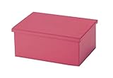 小物入れ フェイク レザー 蓋付き ボックス カラーボックス ミドル ピンク 約39×28×17cm 57-75PK