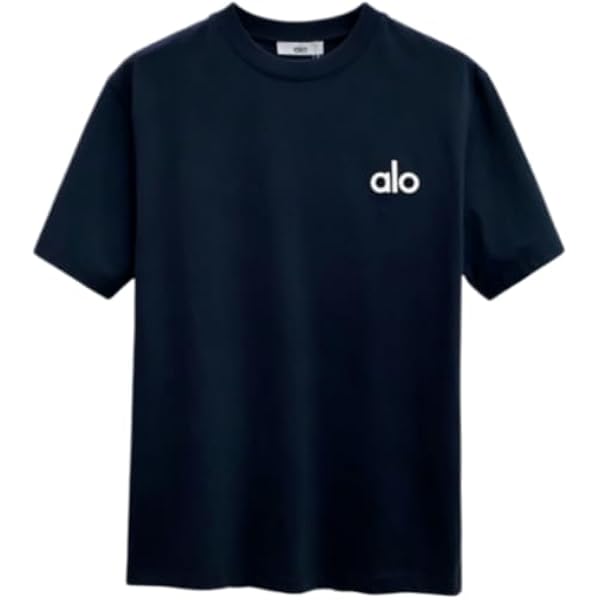 Amazon | [LIRHIQYGF] Alo ホワイト 半袖 Tシャツ ピンクロゴプリント