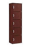 Hodedah 5 Door Five Shleves Enclosed Storage Cabinet Mahogany [並行輸入品]